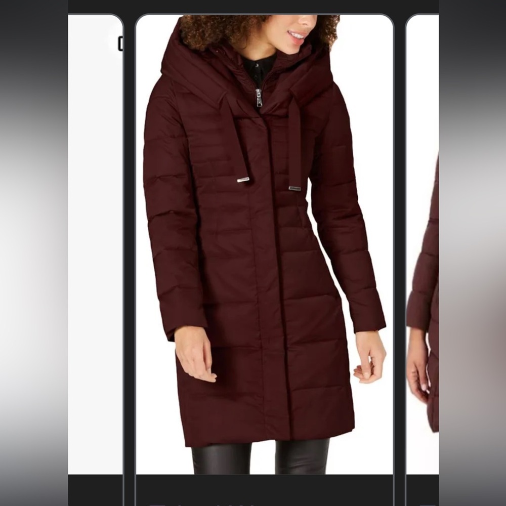 Tahari “Casey” fitted puffer coat in beautiful wine color, size Medium